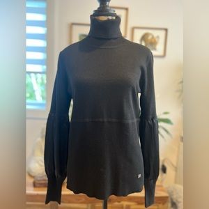 APART black knit and silk turtleneck sweater. French size 44. Never worn. NWOT